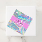 ピンクガーリーのホログラフィック虹色モノグラム名 フェイバータグ (インサイチュ)