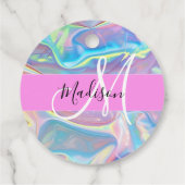 ピンクガーリーのホログラフィック虹色モノグラム名 フェイバータグ (裏面)