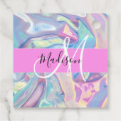 ピンクガーリーのホログラフィック虹色モノグラム名 フェイバータグ (裏面)