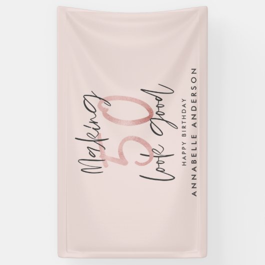 ピンクガーリーのモダングリッタースタイリッシュ50歳の誕生日 横断幕 (縦)