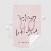 ピンクガーリーのモダングリッター40歳の誕生日  ゴルフタオル (インサイチュ)