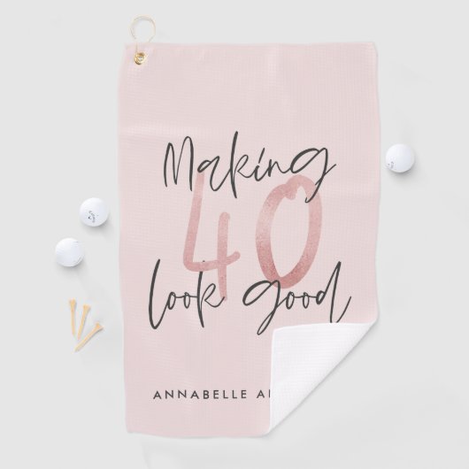 ピンクガーリーのモダングリッター40歳の誕生日 ゴルフタオル (インサイチュ)
