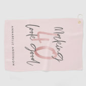 ピンクガーリーのモダングリッター40歳の誕生日  ゴルフタオル (横)