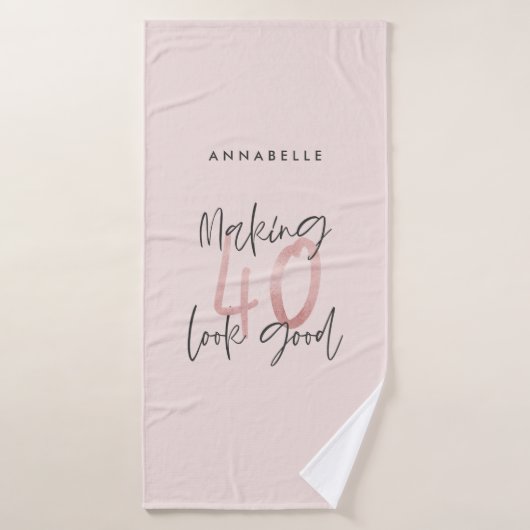 ピンクガーリーのモダングリッター40歳の誕生日 バスタオル (バスタオル)