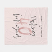 ピンクガーリーのモダングリッター40歳の誕生日 フリースブランケット (正面(横))