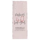 ピンクガーリーのモダングリッター40歳の誕生日 ワインギフトバッグ (裏面)