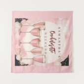 ピンクガーリーのモダンシャンパンバチェロレッテ週末 タペストリー (正面(横))