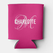 ピンクガーリーのモノグラム名 缶クーラー (正面)