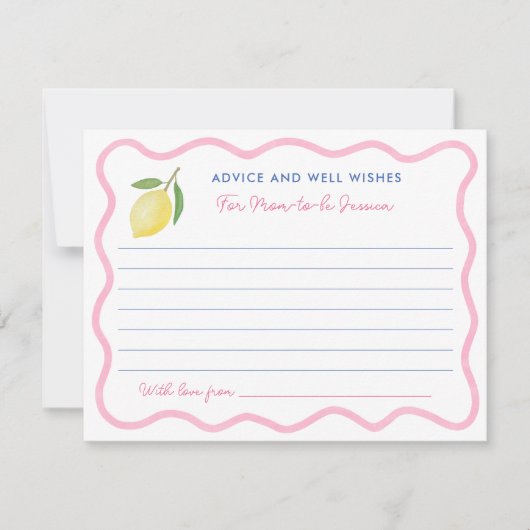 ピンクガーリーのレモンのアドバイスがママのカードを願う 招待状 (正面)