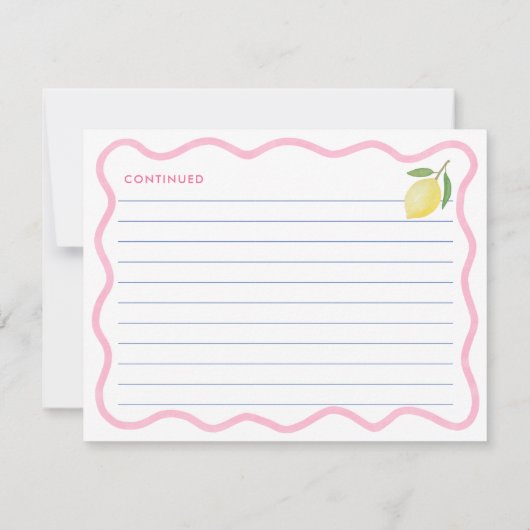 ピンクガーリーのレモンのアドバイスがママのカードを願う 招待状 (裏面)