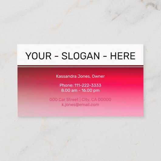 ピンクガーリーのロゴテンプレートの色のグラデーシグラデーションョン 名刺 (裏面)
