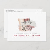 ピンクガーリーのローズ金ゴールドモダン40歳の誕生日 インビテーションポストカード (正面/裏面)