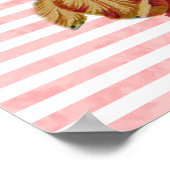 ピンクガーリーのヴィンテージストライプバラ ポスター (角)