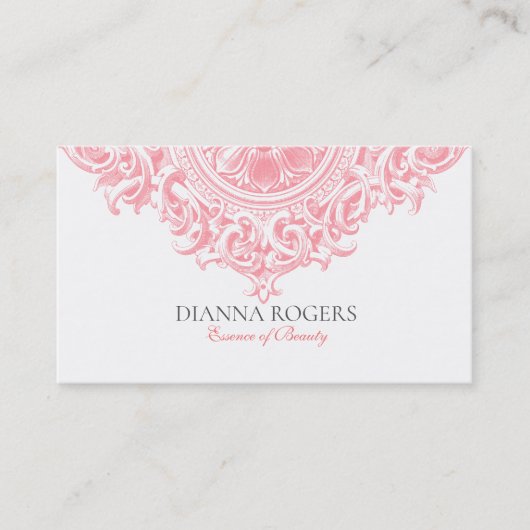 ピンクガーリーのヴィンテージ華美マンダラ渦巻き 名刺 (正面)