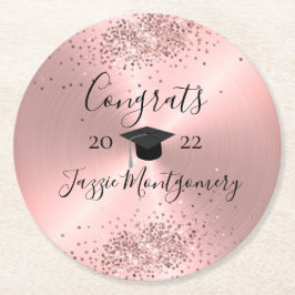 ピンクガーリーの光沢のある光沢 ラウンドペーパーコースター