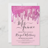 ピンクガーリーの厚いグリッタードリップフォトミスマンス 招待状 (正面)
