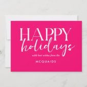 ピンクガーリーの幾何モダンクリスマス シーズンカード (正面)