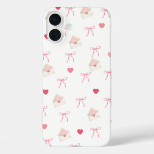 ピンクガーリーの弓とハートのiPhoneケース – かわいいスタイル iPhone 16 Plusケース
