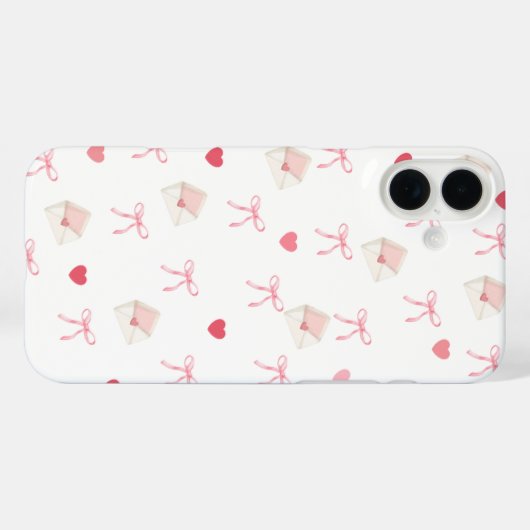 ピンクガーリーの弓とハートのiPhoneケース – かわいいスタイル Case-Mate iPhoneケース (裏面 (横))
