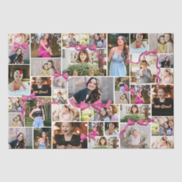 ピンクガーリーの弓12コラージュの写真を繰り返し 薄葉紙