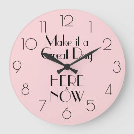 ピンクガーリーの引用文で今素晴らし日を作る ラージ壁時計