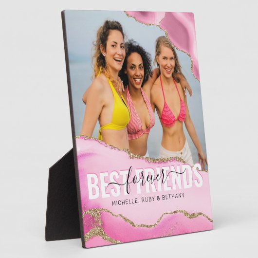 ピンクガーリーの最高の友だち永遠の写真 フォトプラーク (側面)