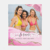 ピンクガーリーの最高の友だち永遠の写真 フリースブランケット (正面)