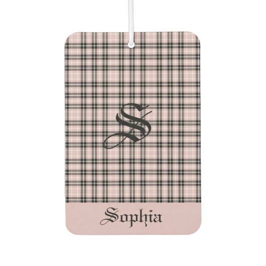 ピンクガーリーの格子縞 カーエアーフレッシュナー (正面)