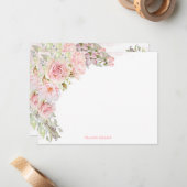 ピンクガーリーの水の色のバラパーソナライズされた(名前) ノートカード (正面/裏面インサイチュ)