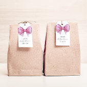 ピンクガーリーの水の色の弓ベビーシャワー ギフトタグ