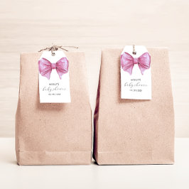 ピンクガーリーの水の色の弓ベビーシャワー ギフトタグ