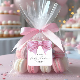 ピンクガーリーの水の色の弓ベビーシャワー スクエアシール