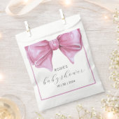 ピンクガーリーの水の色の弓ベビーシャワー フェイバーバッグ (クリップ留めされた状態)