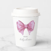 ピンクガーリーの水の色の弓ベビーシャワー 紙コップ (裏面)