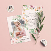 ピンクガーリーの水彩フローラの生誕エレガント生日 ラウンドシール