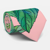 ピンクガーリーの水彩フローラハンドハ絵を描ンド ネクタイ (ロール)