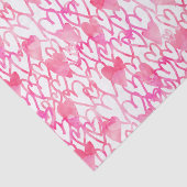 ピンクガーリーの水彩手描きハート模様 薄葉紙 (詳細)