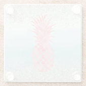 ピンクガーリーの水彩熱帯パイナップル ガラスコースター (裏面)