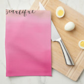 ピンクガーリーの水彩金ゴールドグリッター キッチンタオル (四つ折り)