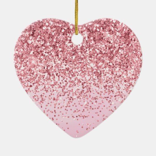 ピンクガーリーの水色きらびやかなスパークルグリッター セラミックオーナメント (裏面)