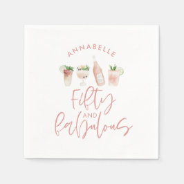 ピンクガーリーの水色50と素晴らしい誕生日マス スタンダードカクテルナプキン