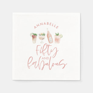ピンクガーリーの水色50と素晴らしい誕生日マス スタンダードカクテルナプキン