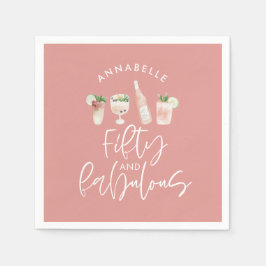 ピンクガーリーの水色50と素晴らしい誕生日 スタンダードカクテルナプキン