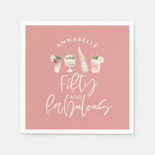 ピンクガーリーの水色50と素晴らしい誕生日 スタンダードカクテルナプキン (正面)