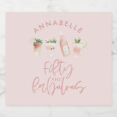 ピンクガーリーの水色50と素晴らしい誕生日 ビールラベル (シングルラベル)