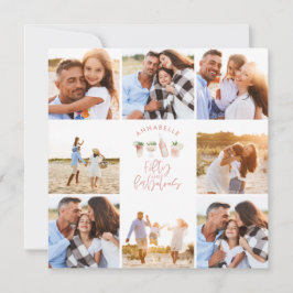 ピンクガーリーの水色50と素晴らしい誕生日 招待状