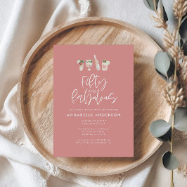 ピンクガーリーの水色50と素晴らしい誕生日 招待状