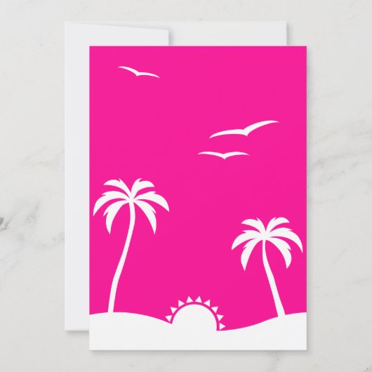 ピンクガーリーの熱帯ビーチスクリプトSweet sixteen 招待状 (裏面)