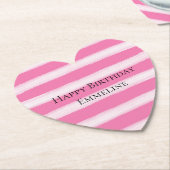 ピンクガーリーの白ストライプ色 ペーパーコースター (アングル)