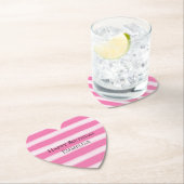 ピンクガーリーの白ストライプ色 ペーパーコースター (インサイチュ)